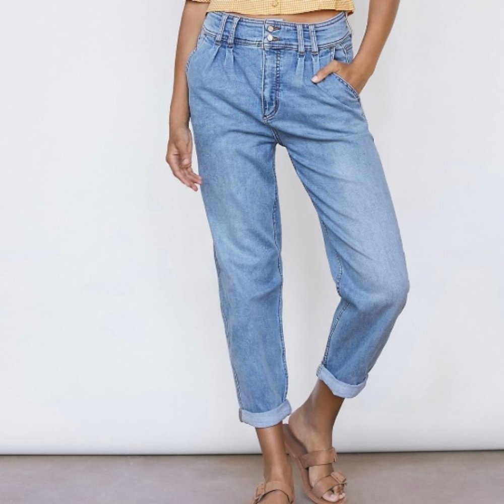 Pilcro and The Letterpress Ultra High-Rise Pleated Trouser Jeans, Plus Size